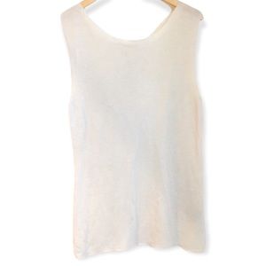 JARBO Ivory Cashmere Wool Blend Worsted Knit Raw Tank 2 FLAW $225 LARGE Modern